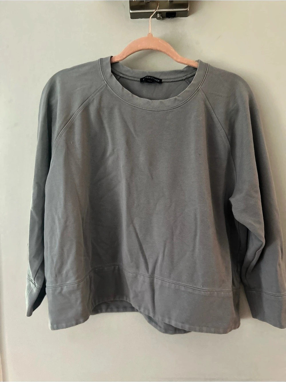 Eileen Fisher Raglan Sleeve Organic Cotton Blend Sweater Gray
